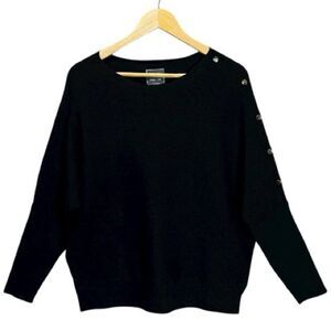Ninety Clothing CO Size Medium Black Button Accent Women's Sweater